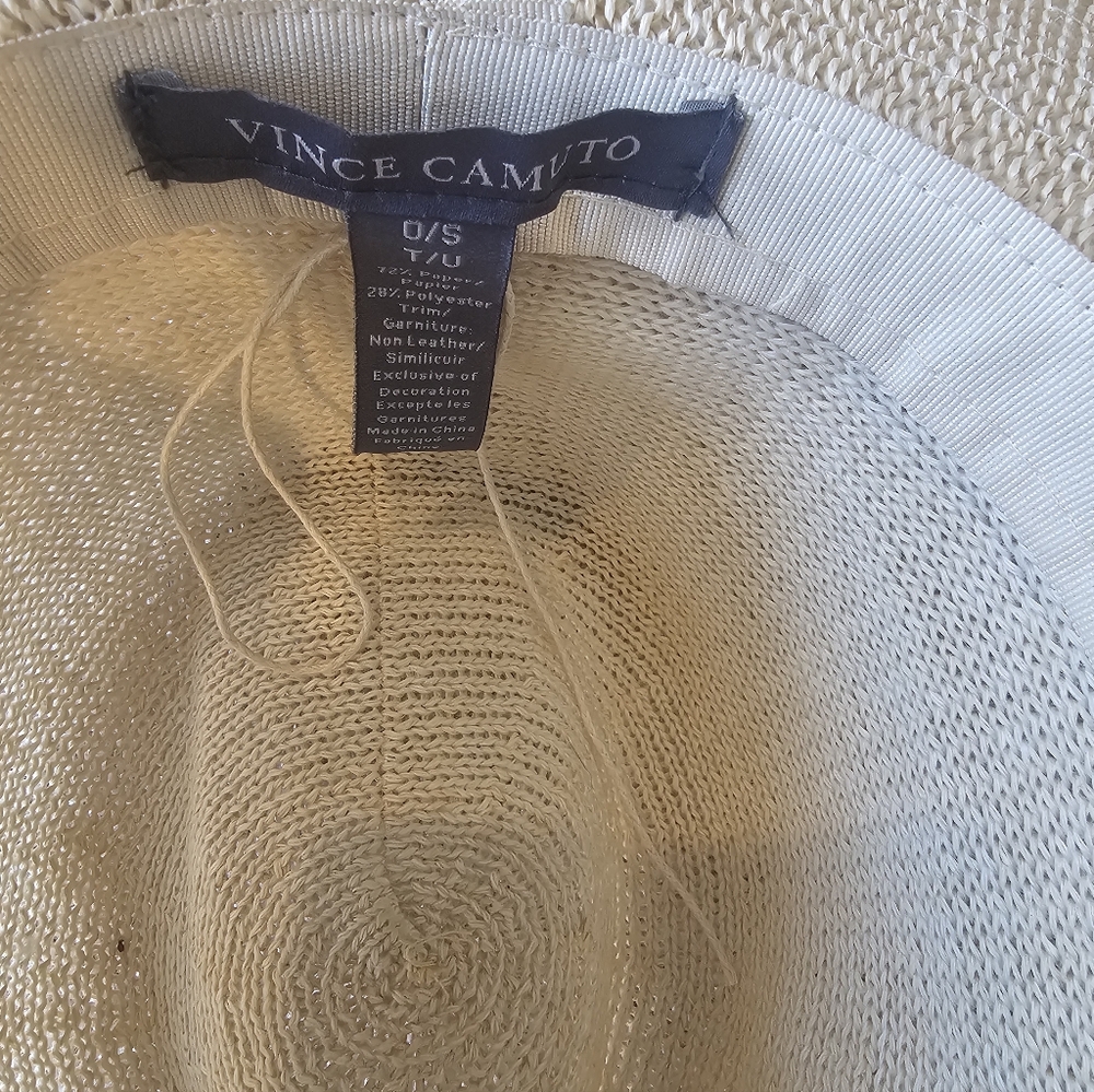 Vince Camuto Straw Panama Hat Beige Wide Brim Boho Summer - Picture 5 of 6
